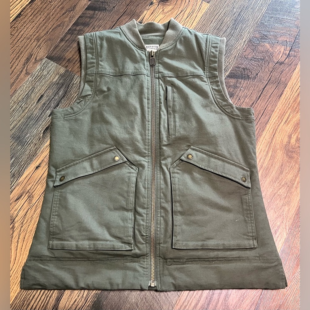Women’s Duluth Trading Co Green Utility Vest with Stand-Up Collar Size M